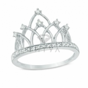 Кольцо Корона из серебра с бриллиантами