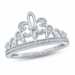 Кольцо в виде короны из серебра с бриллиантами