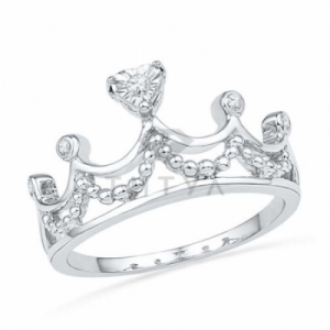 Кольцо с короной из серебра с бриллиантами