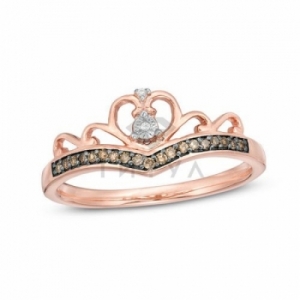 Бриллиантовое кольцо Корона из красного золота