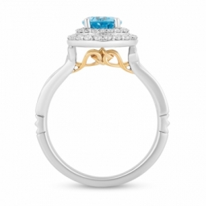 Женское кольцо из белого золота 585 пробы с топазом и бриллиантами