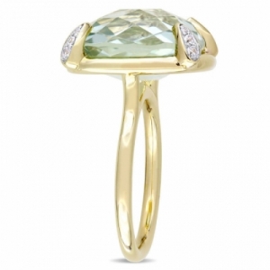 Женское кольцо из желтого золота 585 пробы с кварцем и белым сапфиром
