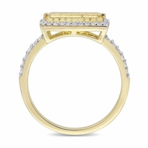 Женское кольцо из серебра 925 пробы с цитрином и белым сапфиром