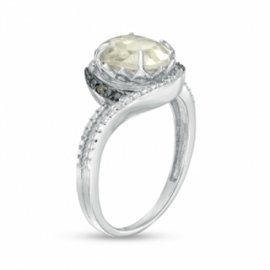 Женское кольцо из серебра 925 пробы с кварцем и бриллиантами