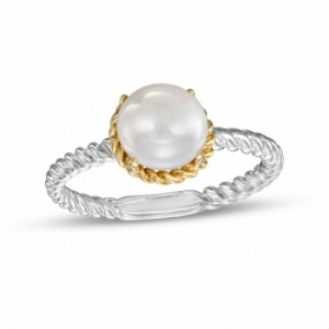 Женское кольцо из серебра 925 пробы с белым жемчугом