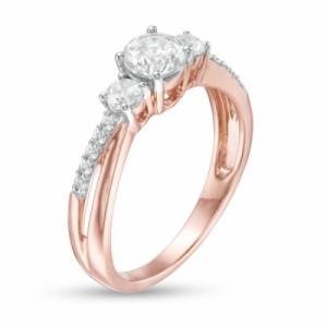 Женское кольцо из красного золота 585 пробы с белым сапфиром