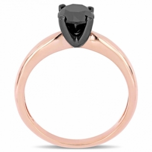 Женское кольцо из красного золота 585 пробы с черным бриллиантом