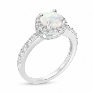 Женское кольцо из серебра с опалом и белым сапфиром