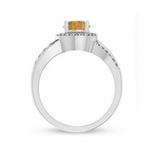 Женское кольцо из серебра с цитрином и белым сапфиром