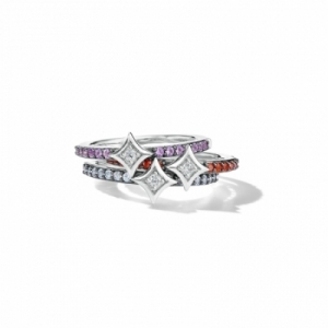 Женское кольцо из серебра с родолитом и бриллиантами