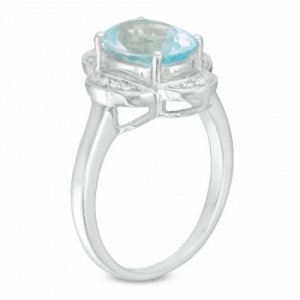 Женское кольцо из серебра с топазом и бриллиантами