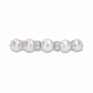 Женское кольцо из серебра с белым жемчугом и топазами