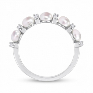 Женское кольцо из серебра с белым жемчугом и топазами
