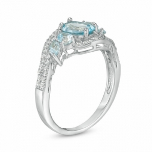 Женское кольцо из серебра с топазами