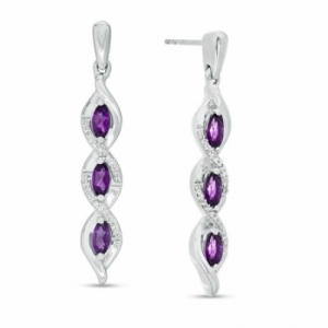 Серьги из серебра с аметистом и бриллиантом