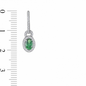 Серьги висячие из белого золота 585 пробы с изумрудом и бриллиантами