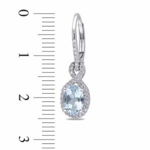 Серьги висячие из белого золота 585 пробы с аквамарином