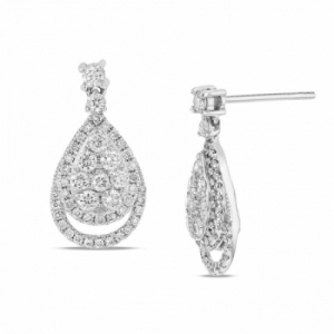 Серьги висячие из белого золота 750 пробы с бриллиантом