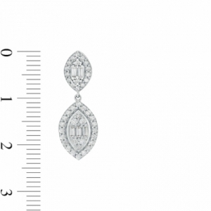 Серьги висячие из белого золота 585 пробы с бриллиантом