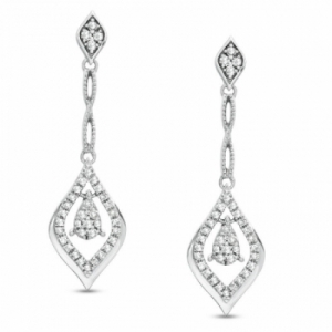 Серьги из белого золота 585 пробы с бриллиантом