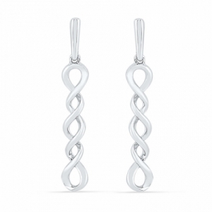 Серьги висячие из белого золота 585 пробы