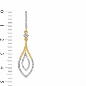 Серьги висячие из желтого золота 585 пробы с бриллиантом