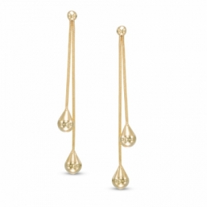 Серьги висячие из желтого золота 585 пробы