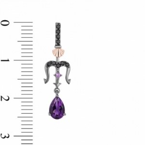 Серьги из серебра 925 пробы с аметистом, черным бриллиантом и аметистом