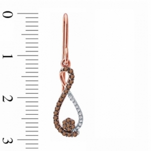 Серьги висячие из красного золота 585 пробы с бриллиантами