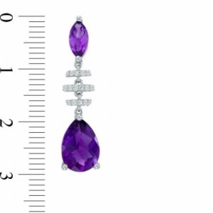Серьги из серебра с аметистом и белым сапфиром