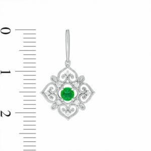 Серьги из серебра с изумрудом и бриллиантами