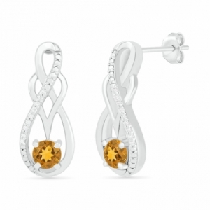 Серьги из серебра с цитрином и бриллиантами