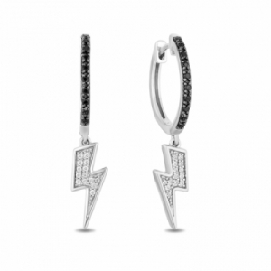 Серьги из серебра с черными и белыми бриллиантами