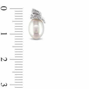 Серьги из белого золота 585 пробы с белым жемчугом и бриллиантом
