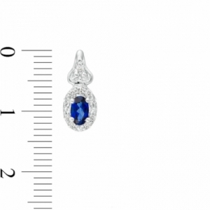 Серьги из белого золота 585 пробы с сапфиром и бриллиантами