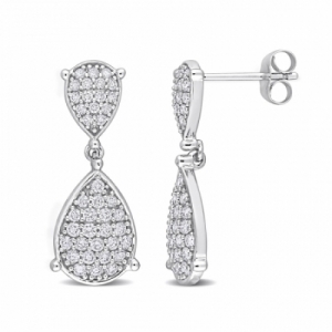 Серьги из белого золота 585 пробы с бриллиантом