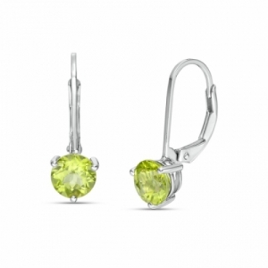 Серьги из белого золота 585 пробы с перидотом