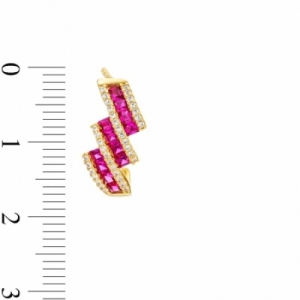 Серьги из серебра 925 пробы с рубином и белым сапфиром