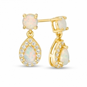 Серьги из серебра 925 пробы с опалом и белым топазом
