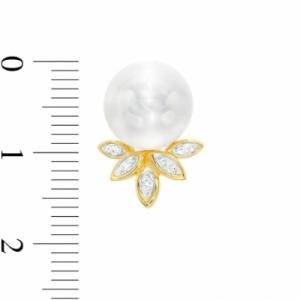 Серьги из серебра 925 пробы с белым жемчугом и бриллиантом