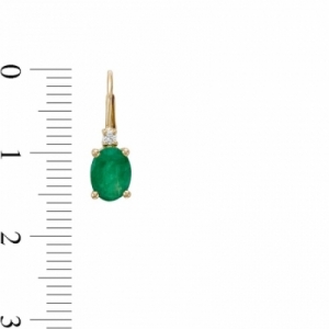 Серьги из желтого золота 585 пробы с изумрудом и бриллиантами