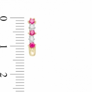 Серьги из желтого золота 585 пробы с рубином и бриллиантами