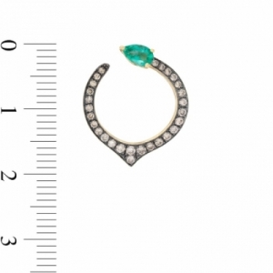Серьги из желтого золота 585 пробы с изумрудом и бриллиантами