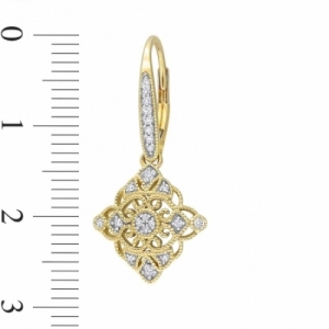 Серьги из желтого золота 585 пробы с бриллиантом
