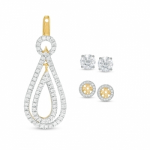 Серьги из желтого золота 585 пробы с бриллиантом