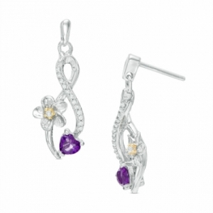 Серьги из серебра 925 пробы с аметистом и бриллиантом