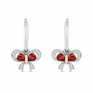 Серьги из серебра 925 пробы с гранатом и бриллиантами