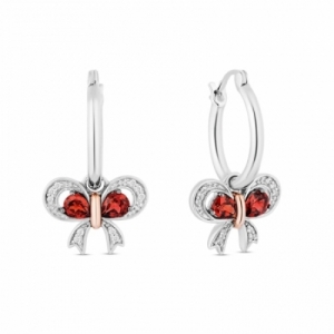 Серьги из серебра 925 пробы с гранатом и бриллиантами