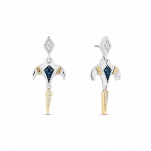 Серьги из серебра 925 пробы с сапфиром и бриллиантами