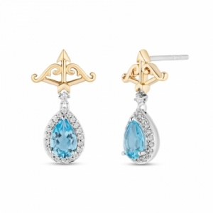 Серьги из серебра 925 пробы с топазом и бриллиантами
